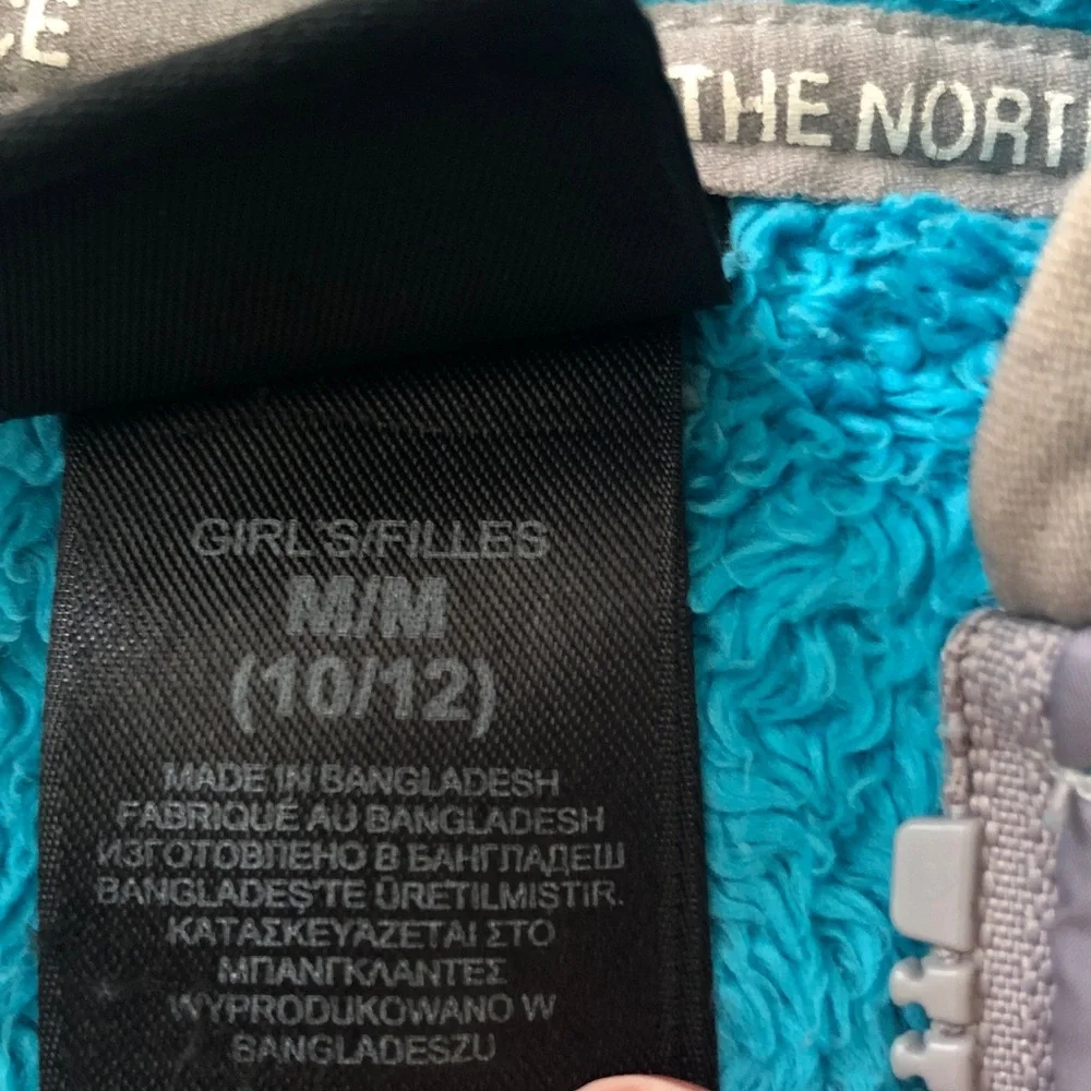 The north face oso hoodie blue fleece jacket girls medium 10 12